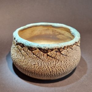 Maceta gres con oxido esmalte verde